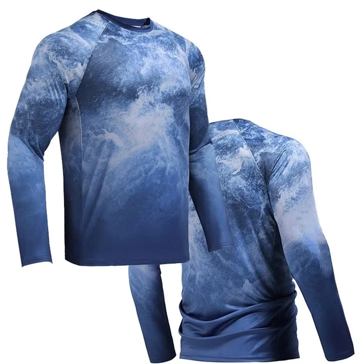 Mens Loose-Fit Fishing T-Shirt-Sky Blue